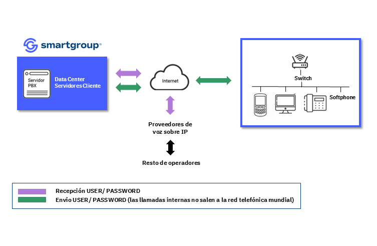 Esquema de la forma de gestión del tráfico de Voz sobre IP